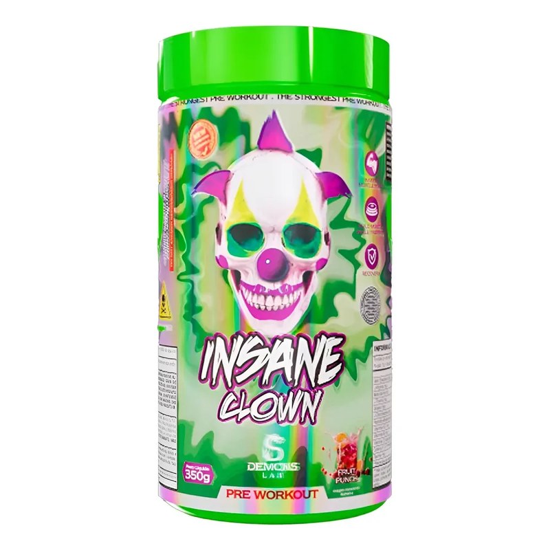 Pré Treino Insane Clown 350g Demons Lab Sabor Fruit Punch Ponche De Frutas