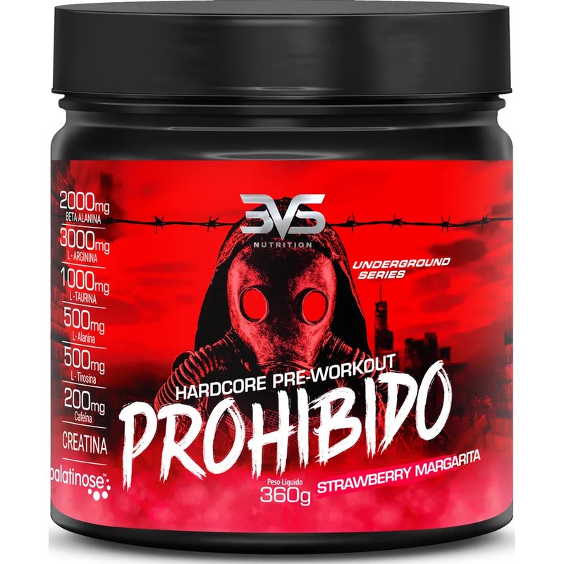 Prohibido Pré Treino 360g - Sabor: Strawberry Margarita (morango) 