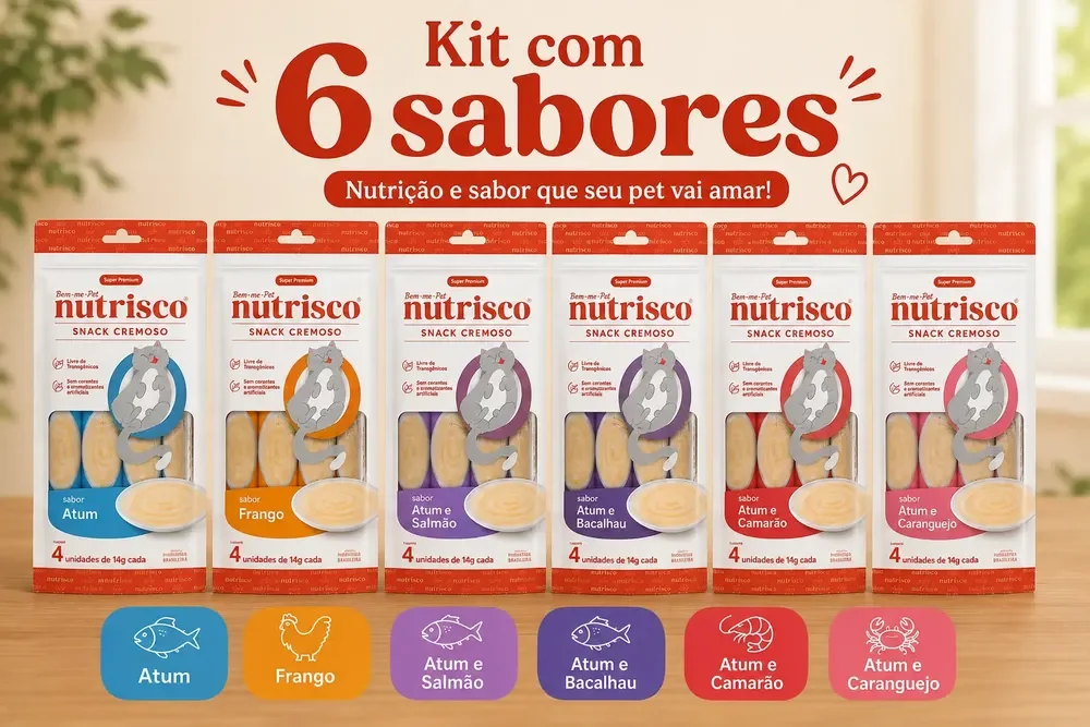 Petisco Cremoso Nutrisco Para Gatos Kit 24 Snacks De 14g