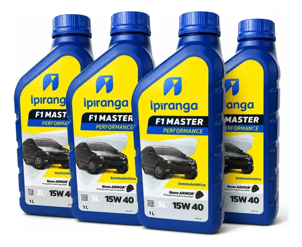 Kit Com 4 Litros Ipiranga 15w40 API SL F1 Master Performance Semi-Sintetico Original