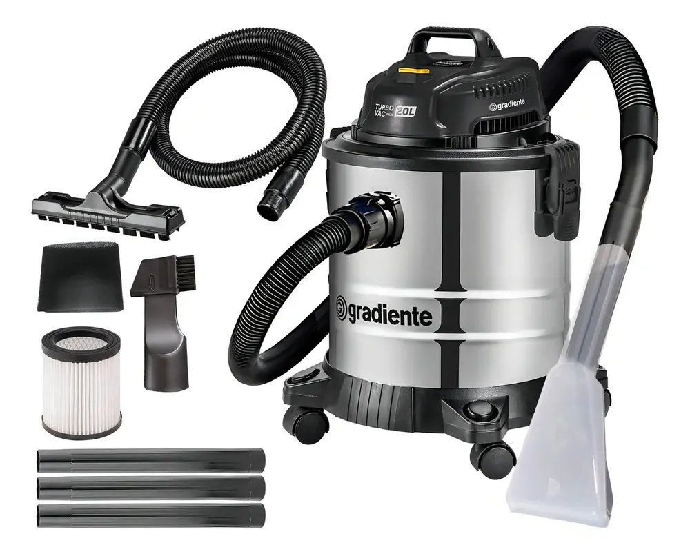 Aspirador De Pó E Água Inox Multiuso Soprador Com Bico Extratora 20l 1200w Turbo Vac Pgac200 Gradiente