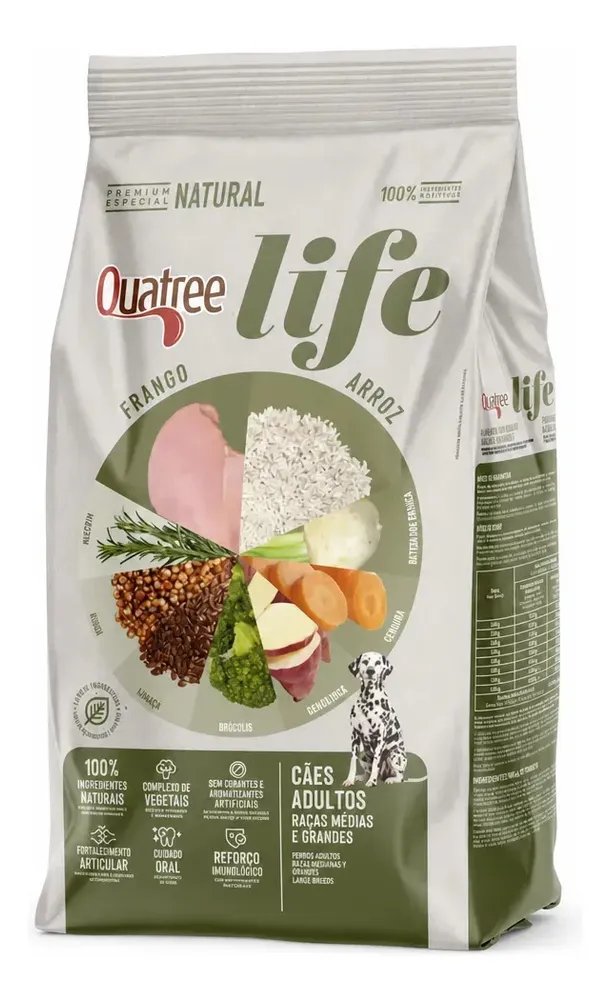 Ração Seca Quatree Life Adulto Médio/Grande Frango Arroz 15kg