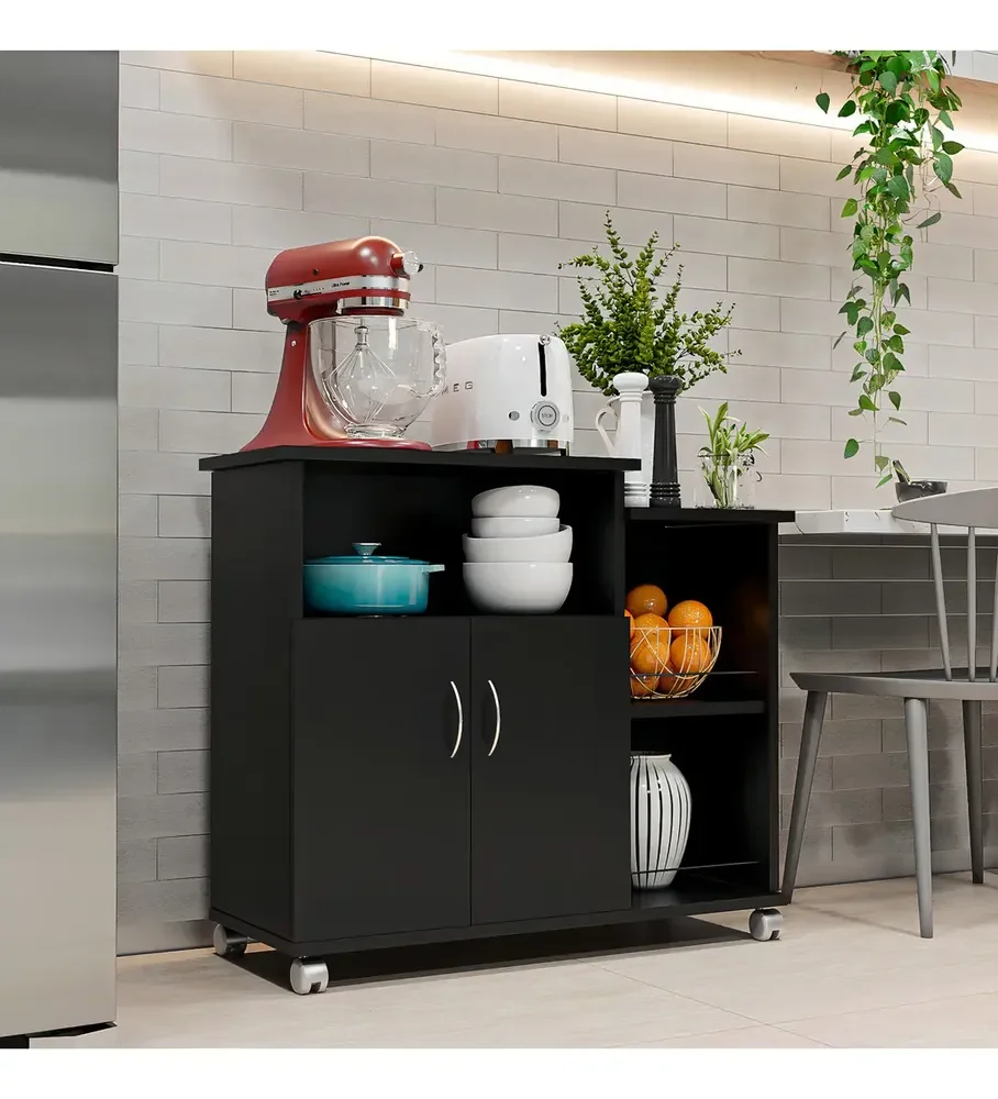 Fruteira Armário para Cozinha Balcão Para Cafeteira E Forno Cor Preto Nova Decor