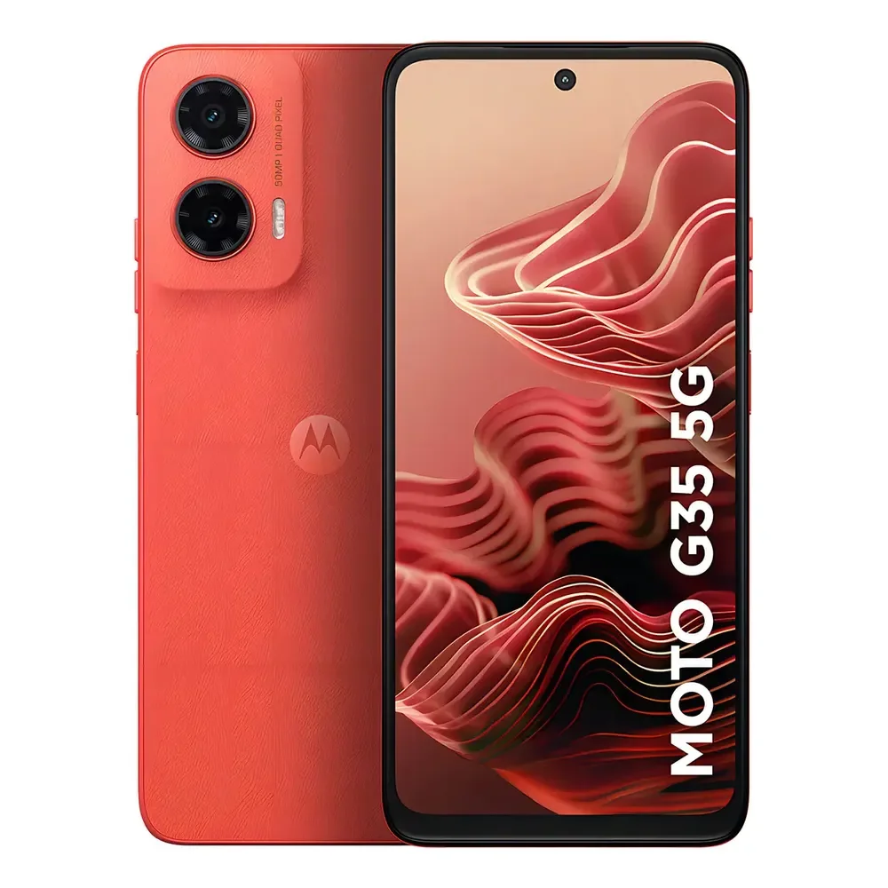 Smartphone Motorola Moto G35 5g - 256gb 12gb (4gb Ram+8gb Ram Boost) E Camera 50mp Com Ai Nfc Tela 6.7 Com Superbrilho - Coral - Vegan Leather