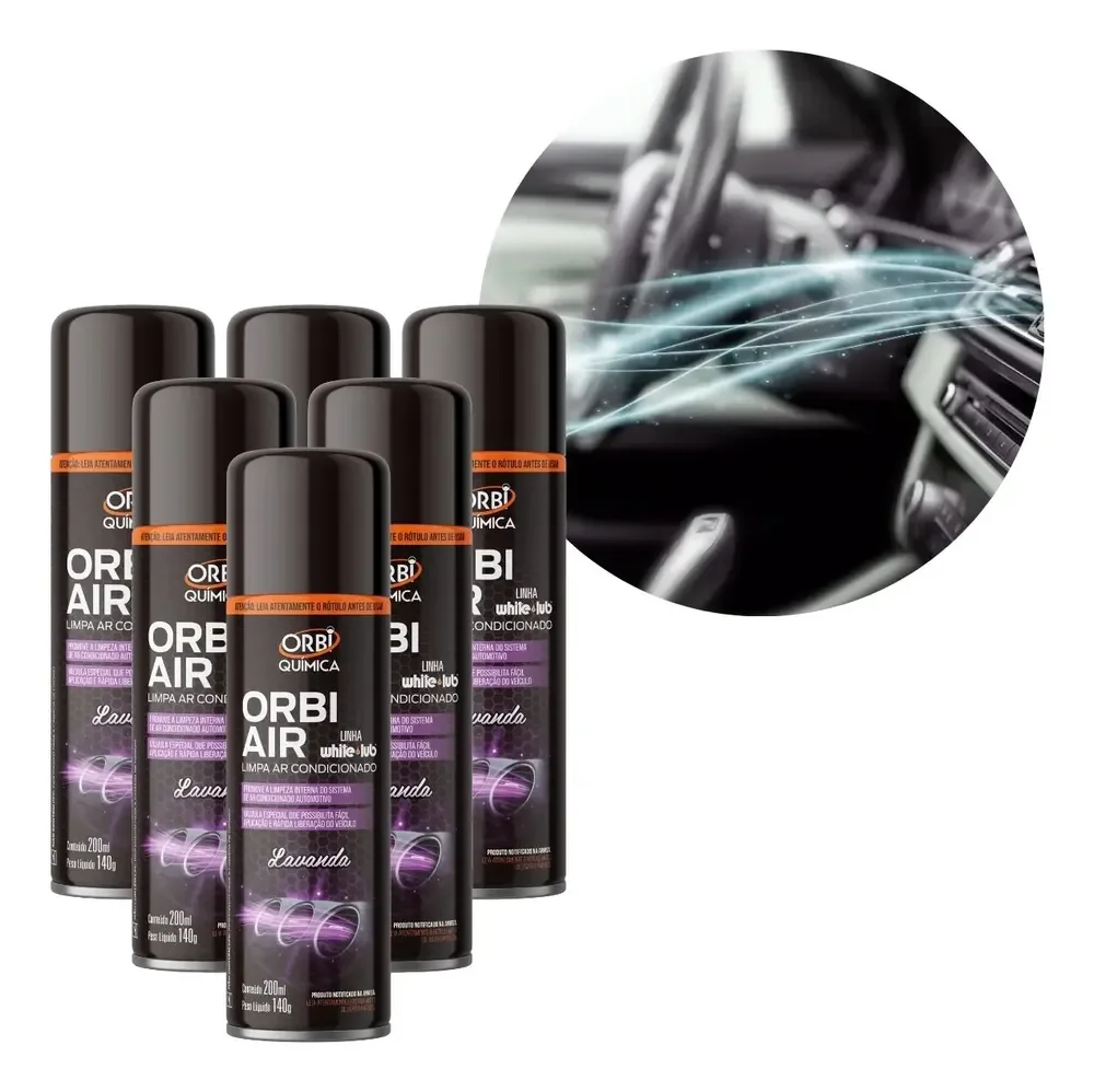 Kit 6 Limpa Ar Condicionado Higienizador Orbi Air Lavanda