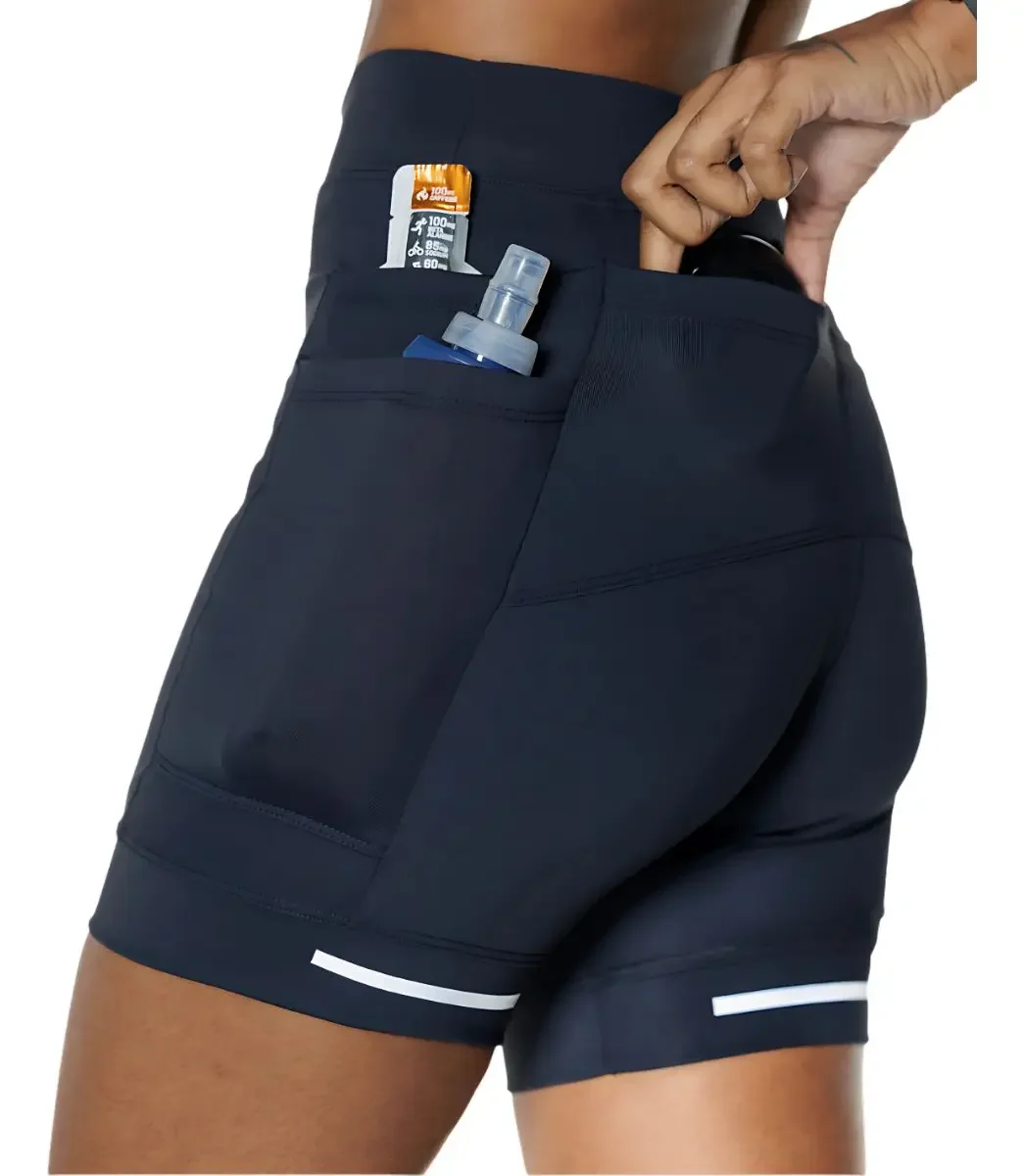 Bermuda Feminina 6 Bolsos Alta Compressão Academia Snugg