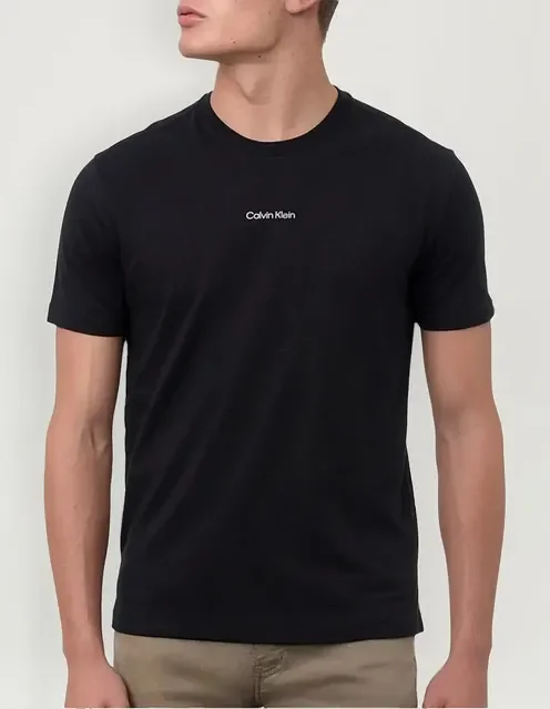 Camiseta Calvin Klein Masculina Flame Front Logo Preta