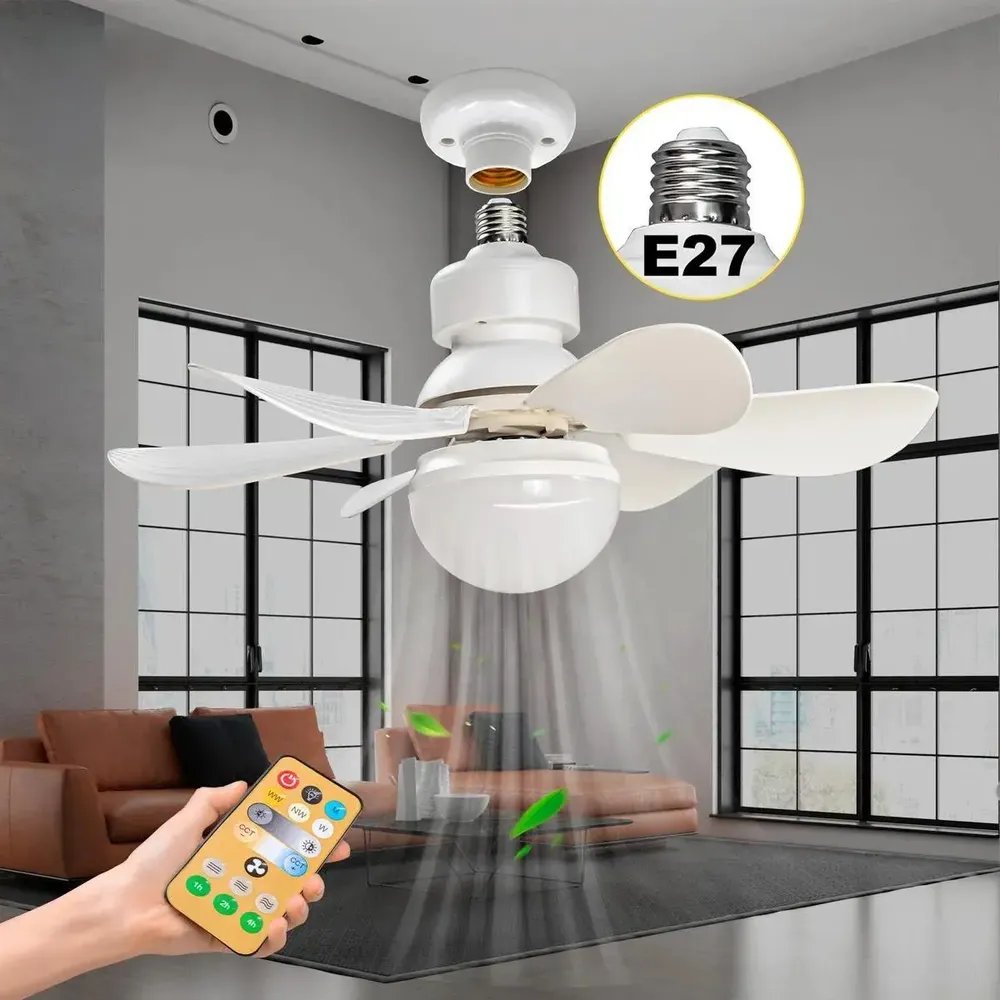 Ventilador De Teto Silencioso De 3 Modos com Lâmpada Controle Branco