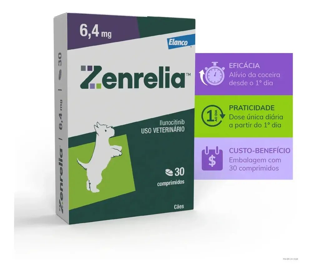 Zenrelia Tab 6,4mg 30 Comprimidos Dermatite Cães Elanco alergia coceira dermatite atopica