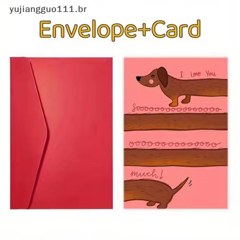 # Novo Cartão De Aniversário Fofo E Engraçado Convite Do Dia Dos Namorados Design Dachshund Com Envelope Presente Exclus