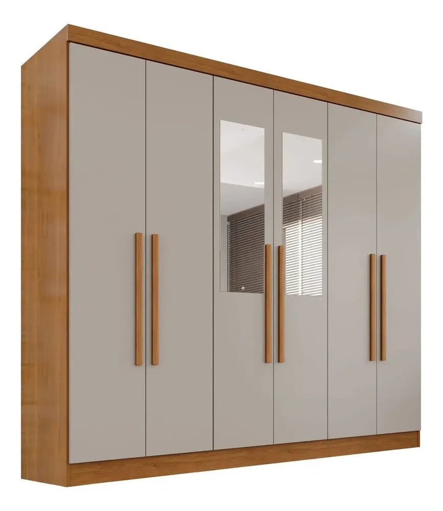 Guarda-roupa Casal Com Espelho 6 Portas 2 Gavetas França