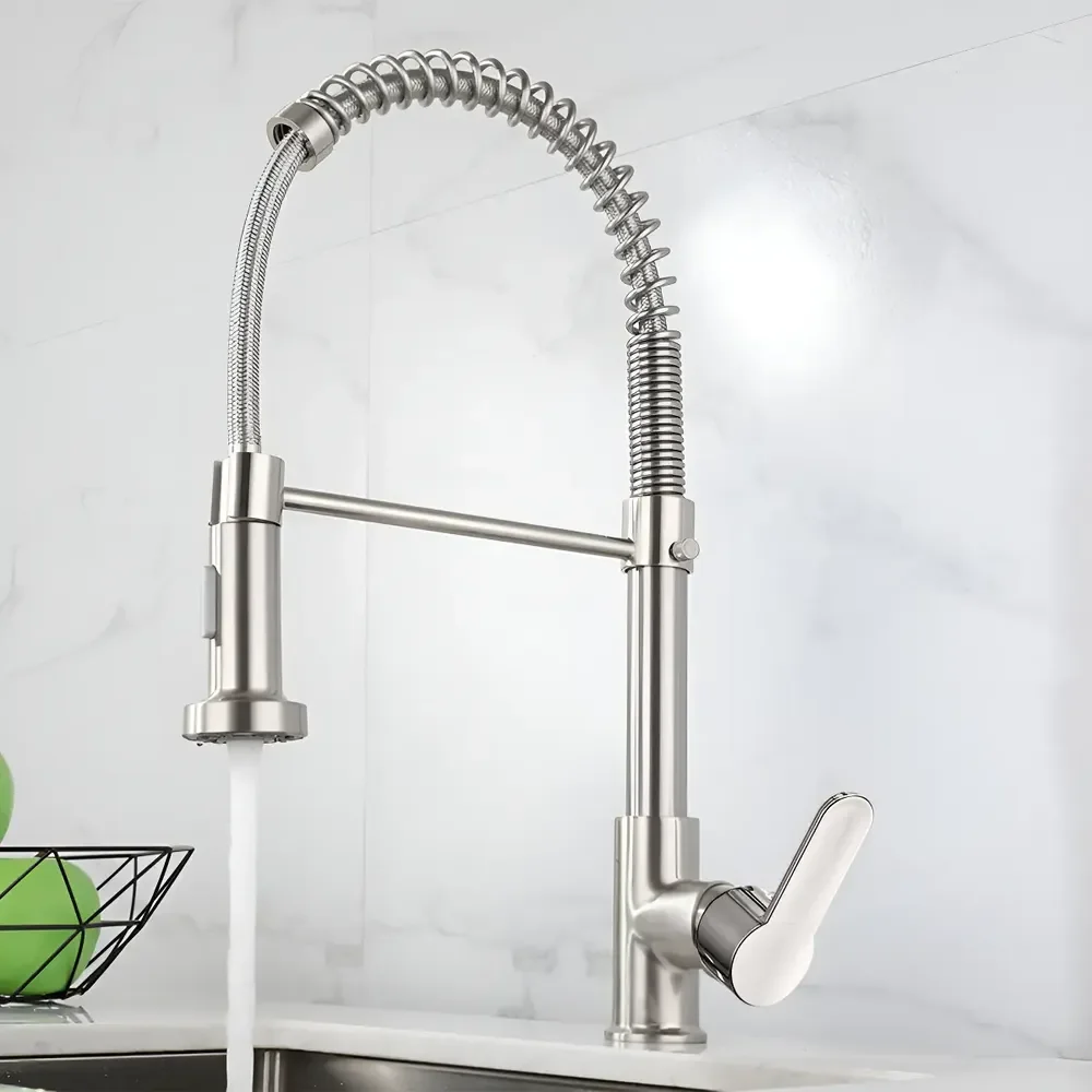 Torneira Cozinha Gourmet Bancada Flexível Monocomando Misturador Pia Acabamento B22-silvery Cor Prateado