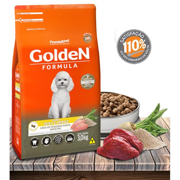 Ração Seca PremieRPet Golden Fórmula Mini Bits Carne e Arroz para Cães Adultos de Raças Pequenas - 1Kg
