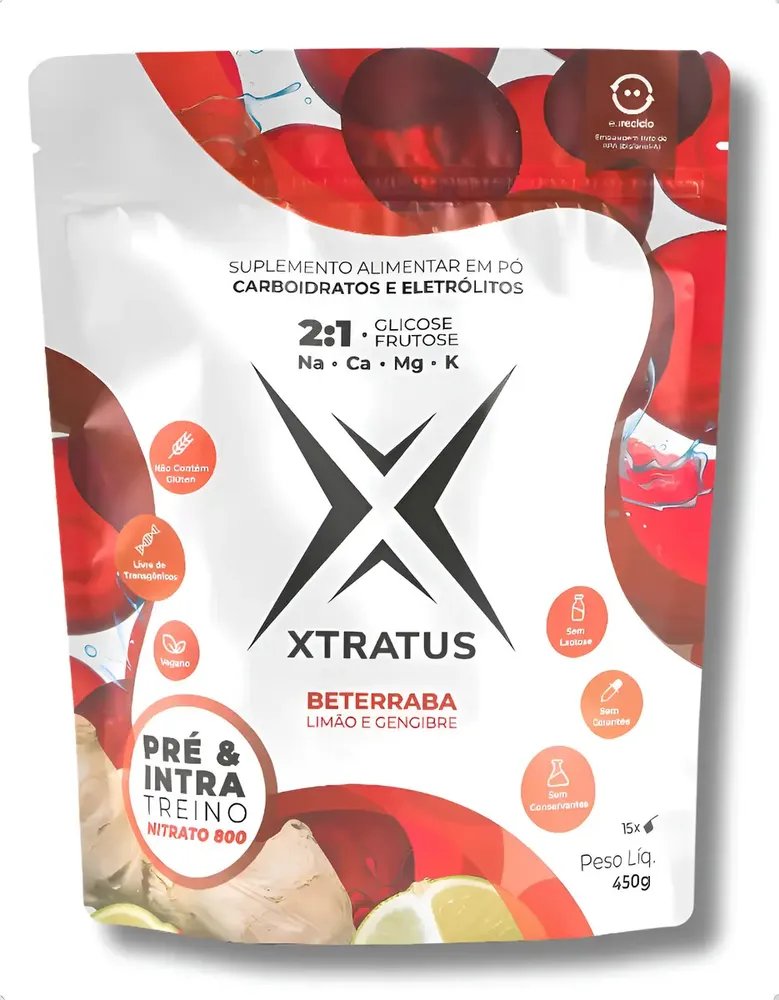 Pré e Intra Treino Xtratus 450g Sabor Limão e Gengibre com Beterraba