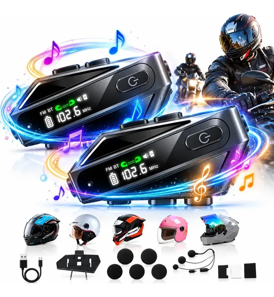 Par Intercomunicador Capacete Moto Kuerl Bluetooth Sem Fio