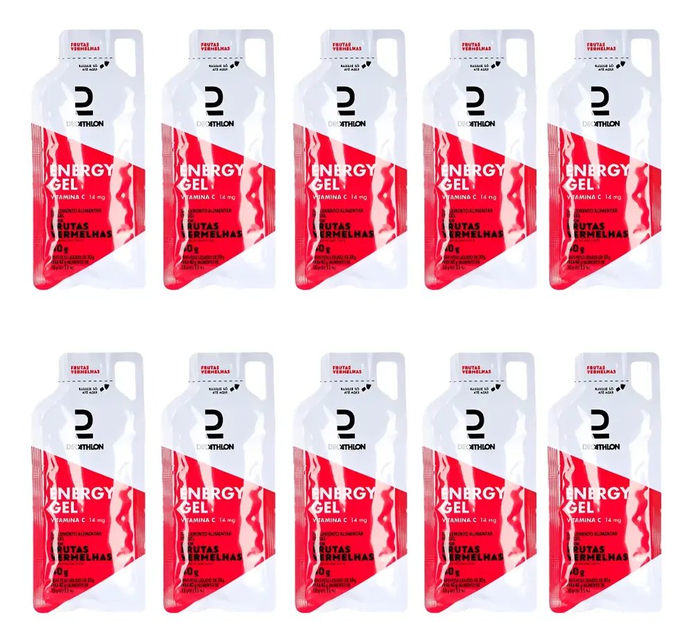 Kit 10 Unidades Energy Gel Decathlon Frutas Vermelhas 40g