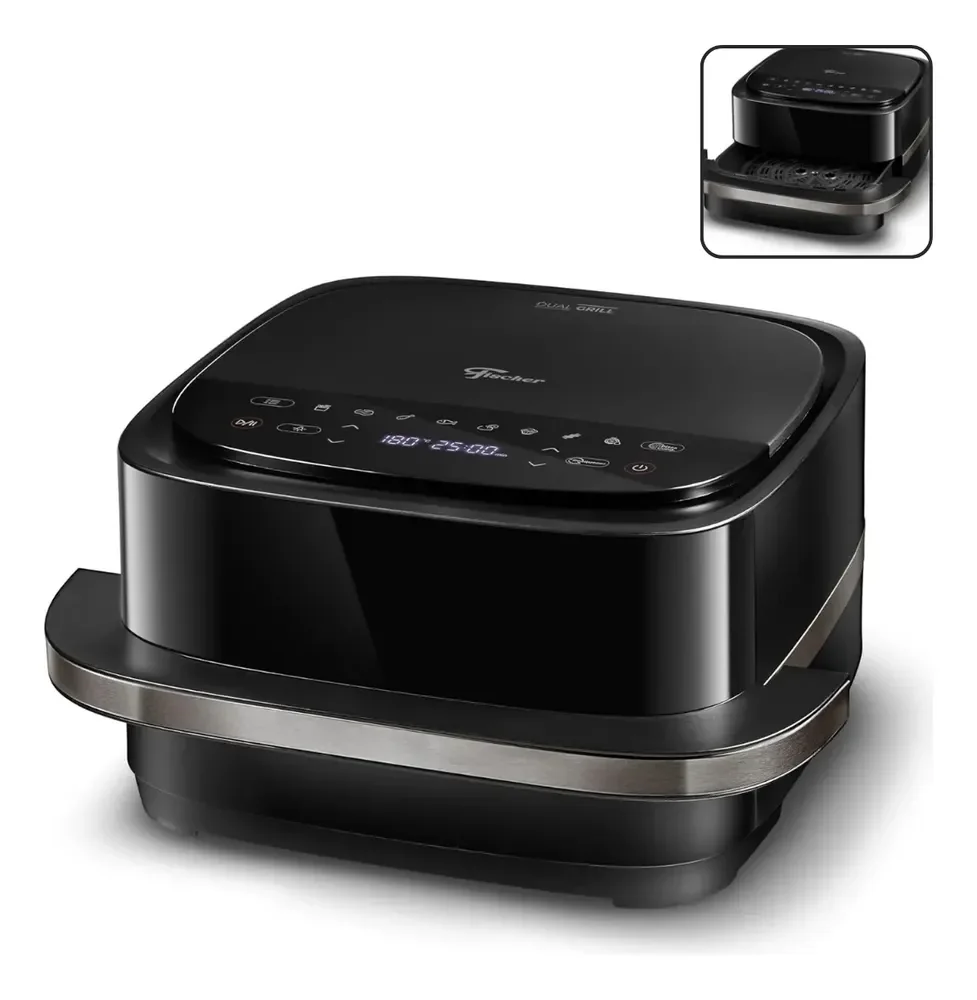 Fritadeira Elétrica Air Fryer Fischer Dual Grill 4l 220v Preto 220v