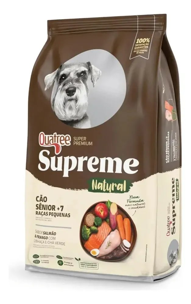 Quatree Supreme Quatree Supreme Sênior +7 Porte Pequeno Salmão/Frango 10,1 kg Cão Senior Seca