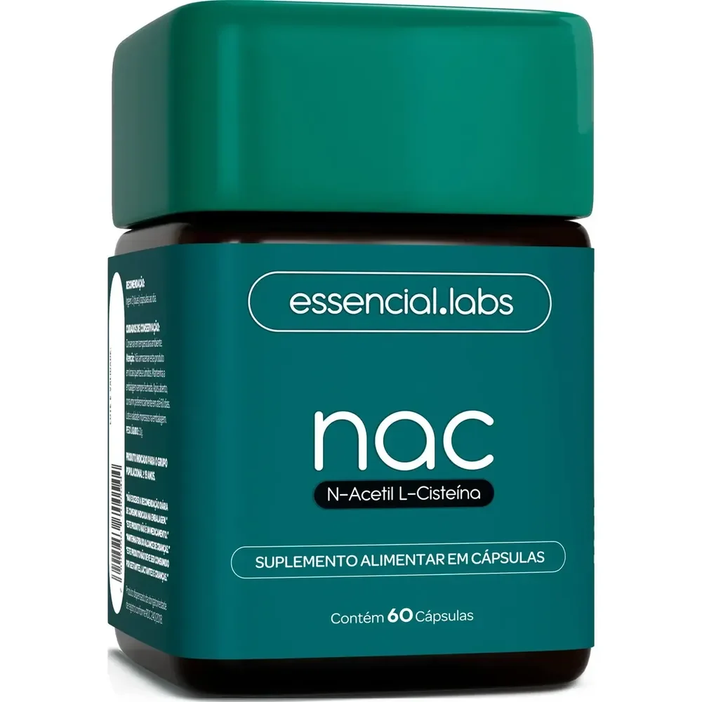 Nac 600mg - Fórmula Exclusiva Com Máxima Concentração E Pureza - N-acetil L-cisteína - 60 Cápsulas Sem Sabor