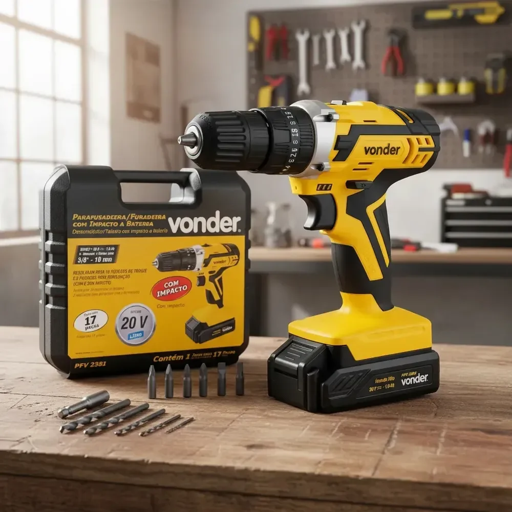 Furadeira Parafusadeira de Impacto Bateria - Pfv238i Vonder