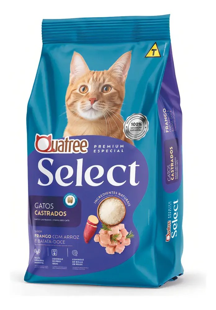 Ração Quatree Select Gatos Castrados Frango E Arroz - 10,1kg