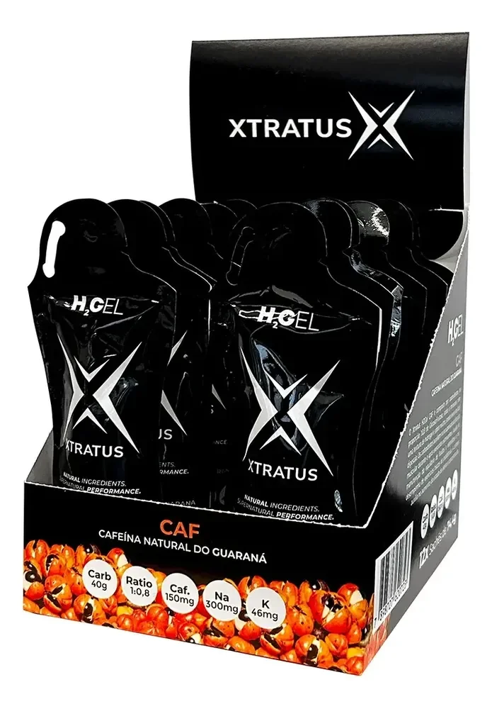 Xtratus Hidro Gel 40g De Carbo E 150mg Cafeina C/ 12 Sachês Sem Sabor