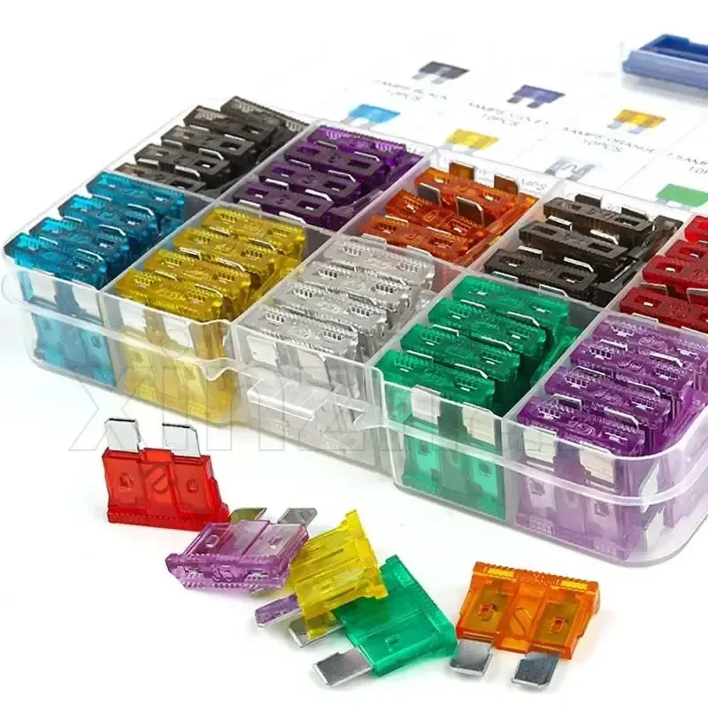 Kit Fusível Carro Automotivo Lâmina Médio Estojo 100pcs