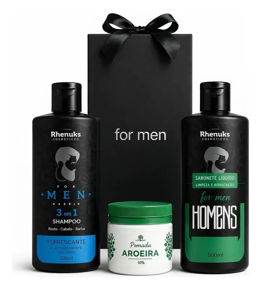 Kit Presente Autocuidado Masculino Completo Shampoo 3 Em 1