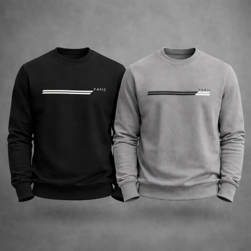 Kit 2 Moletons Careca Paris Flanelado Premium Diversas Cores G Preto + Cinza