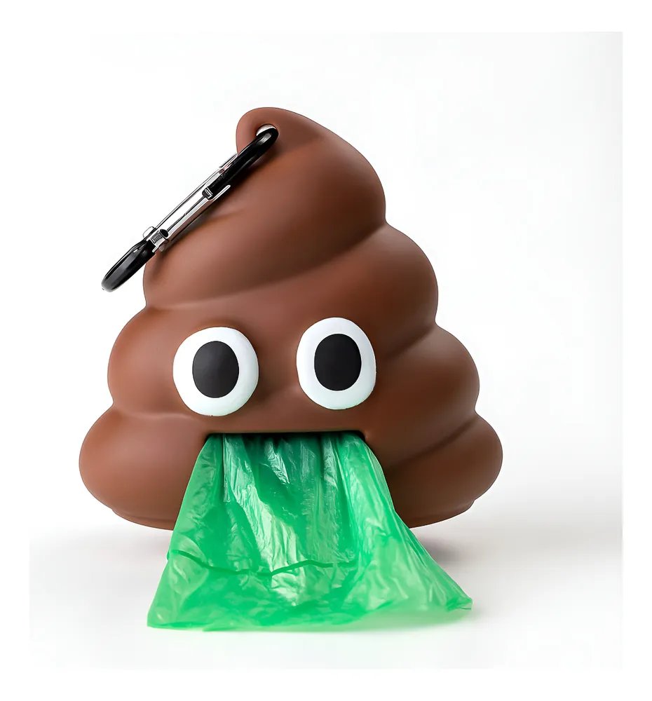 Porta Saquinho Plástico Para Cães Emoji Cocô Com 1 Refil Marrom