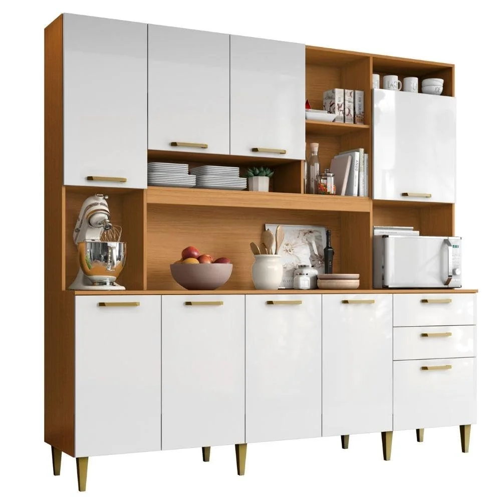Armário de Cozinha Completa Aramóveis Kit Mega 9 Portas 2 Gavetas