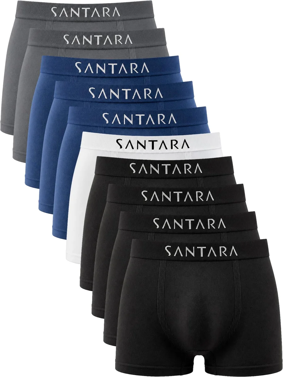 Santara Kit com 10 Cuecas Boxer Microfibra Masculina – Confortável, Respirável, Secagem Rápida, Ajuste Anatômico, Não Enrola, Leve e Durável para Uso Diário