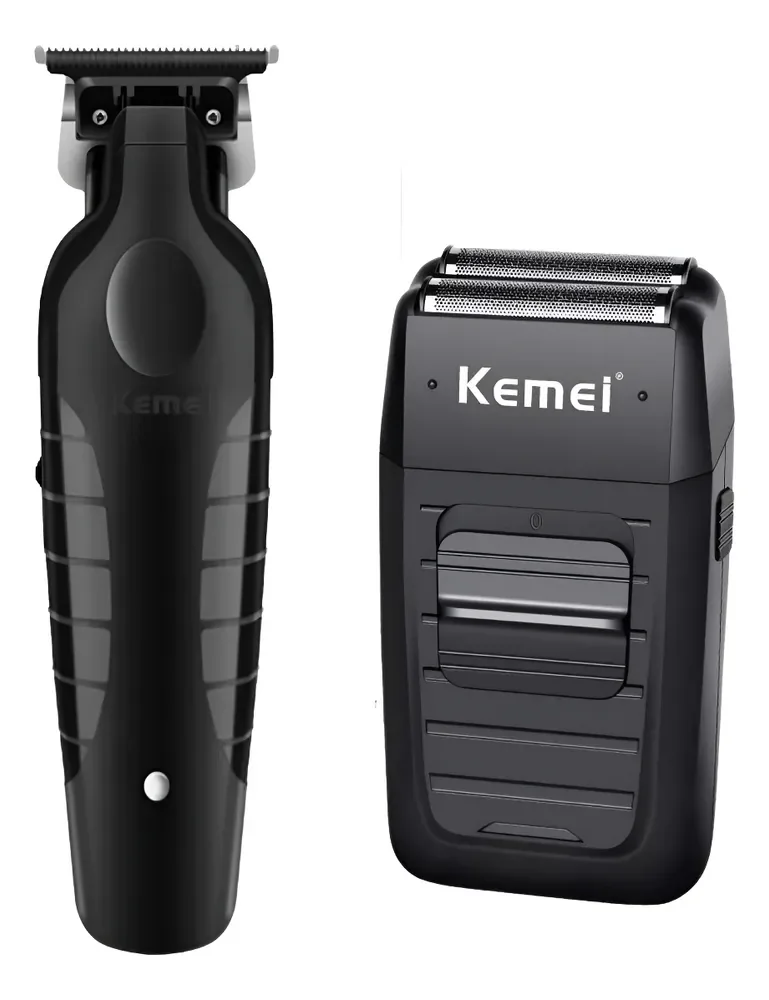 Kit Cortador de Cabelo e Barbeador Kemei 2299 1102 Sem Fio Recarregável