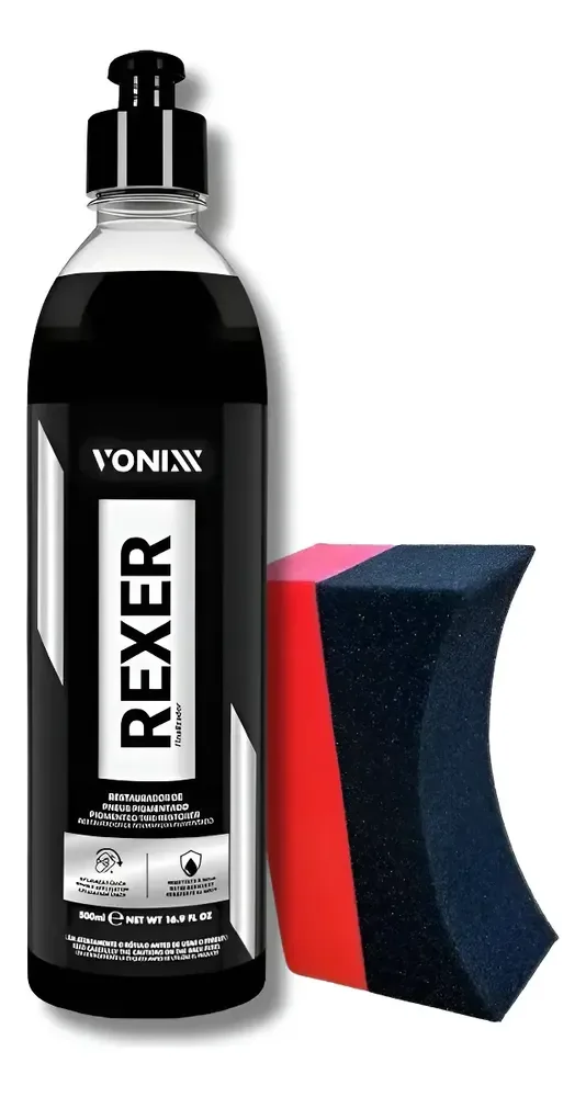 Abrilhantador de Pneus Líquido Vonixx Rexer 500ml Preto Brilhante Carro Caminhonete