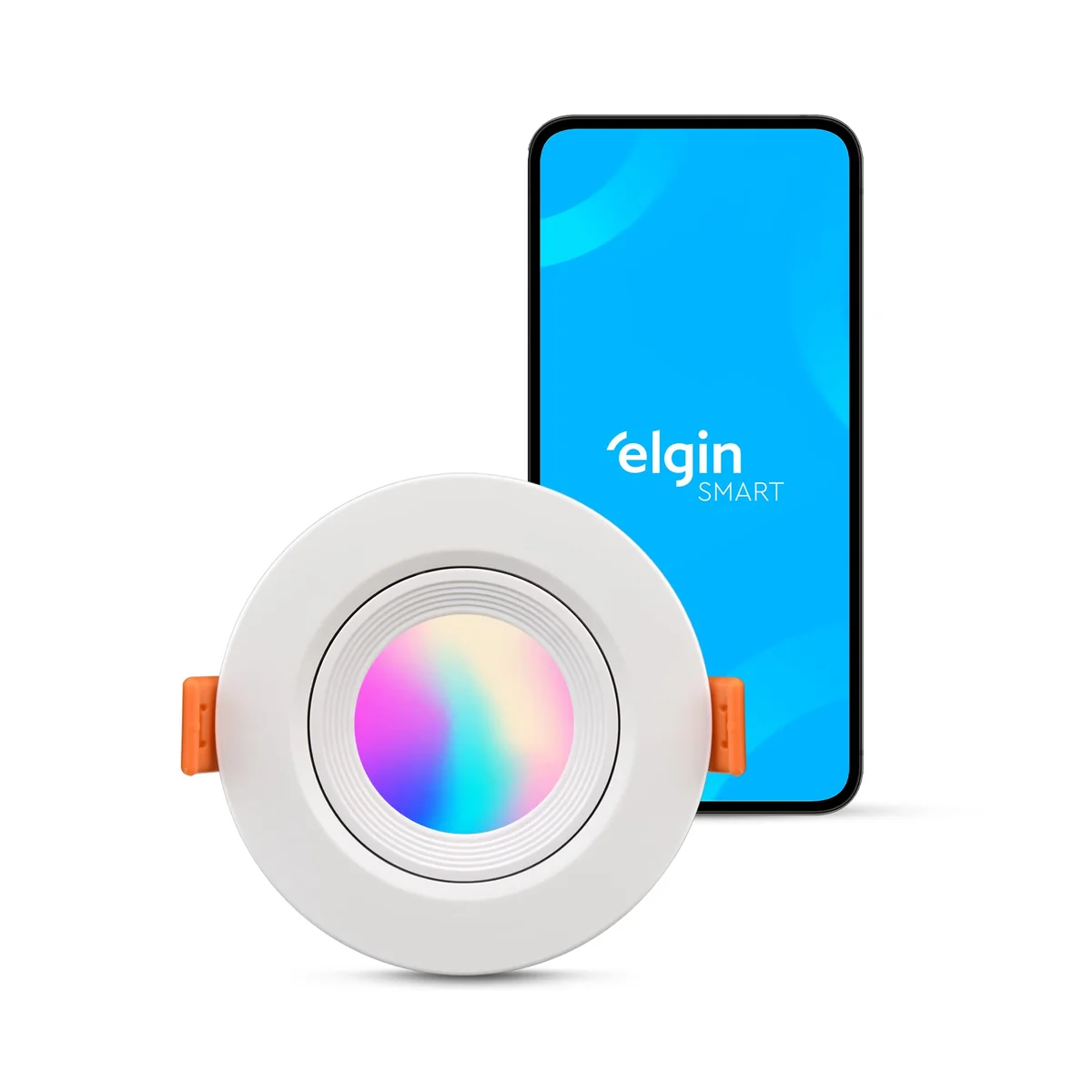 Luminária LED Ecospot Inteligente 5W 3000-6500k Elgin Redonda WIFI RGB Bivolt Compatível com Alexa e Google Home