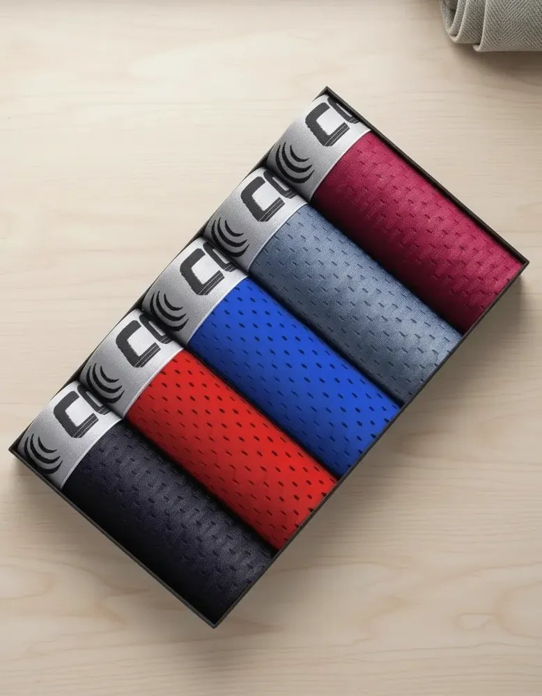 Kit 5 Cuecas Boxer Dry Fit Masculinas Respirável Premium Multicolorido Liso G