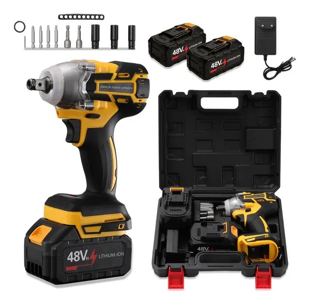 Chave De Impacto 48v Dupla Bateria Kit Com Maleta Sem Fio