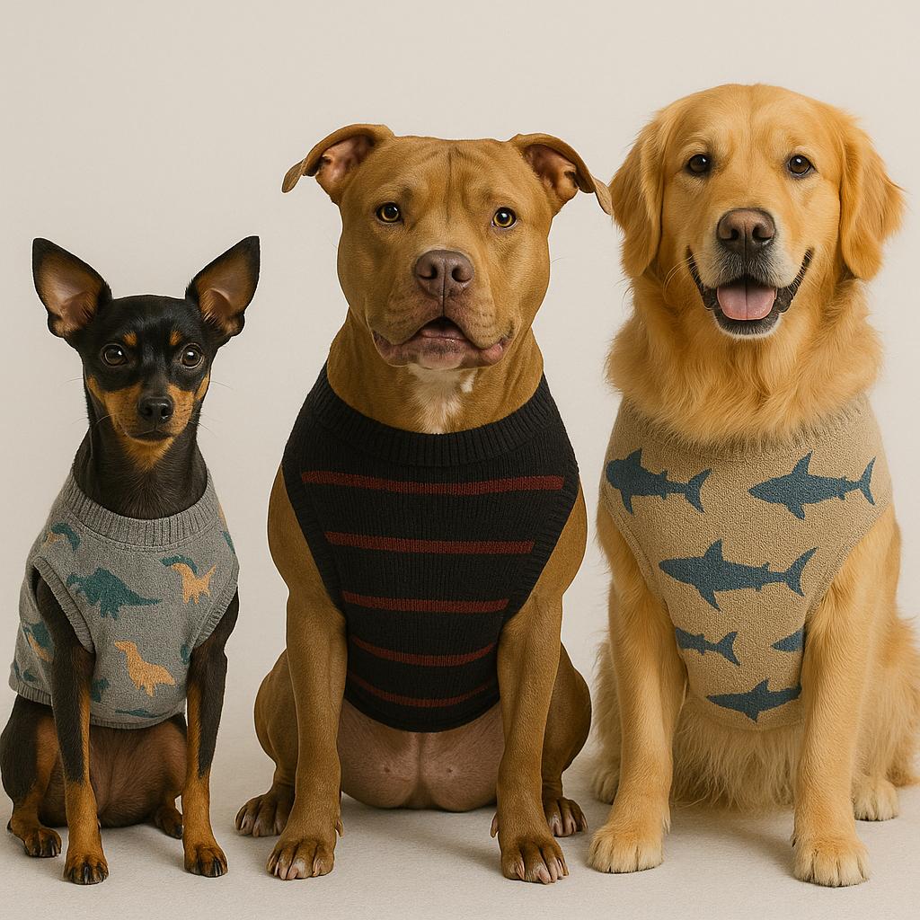 Roupa Tricot para Cães Inverno Quente e Confortável Estilo Moderno Cores Sortidas Vários Tamanhos Pet Pequeno a Grande