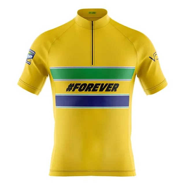 Camisa Ciclismo Amarelo Forever Senna Em Dry Fit Uv50+