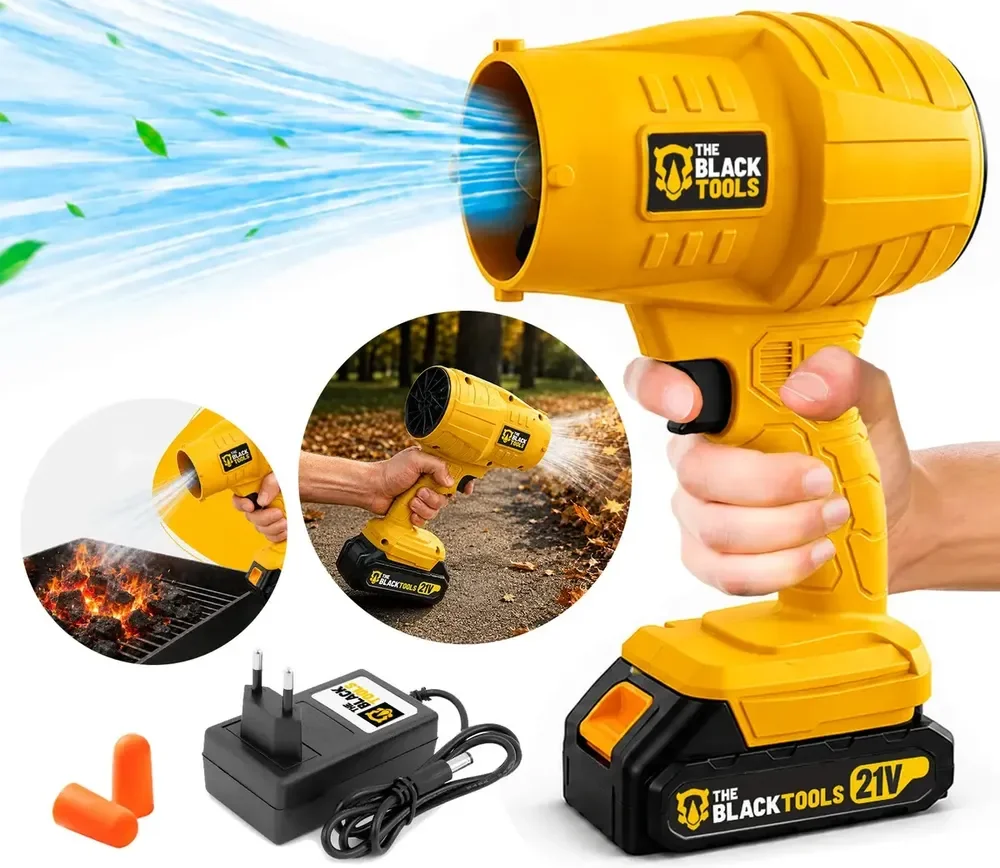 Soprador De Ar Turbo 21v Portátil Bateria Recarregável Potente Para Folhas Pó Limpeza Carro Tso-21a The Black Tools