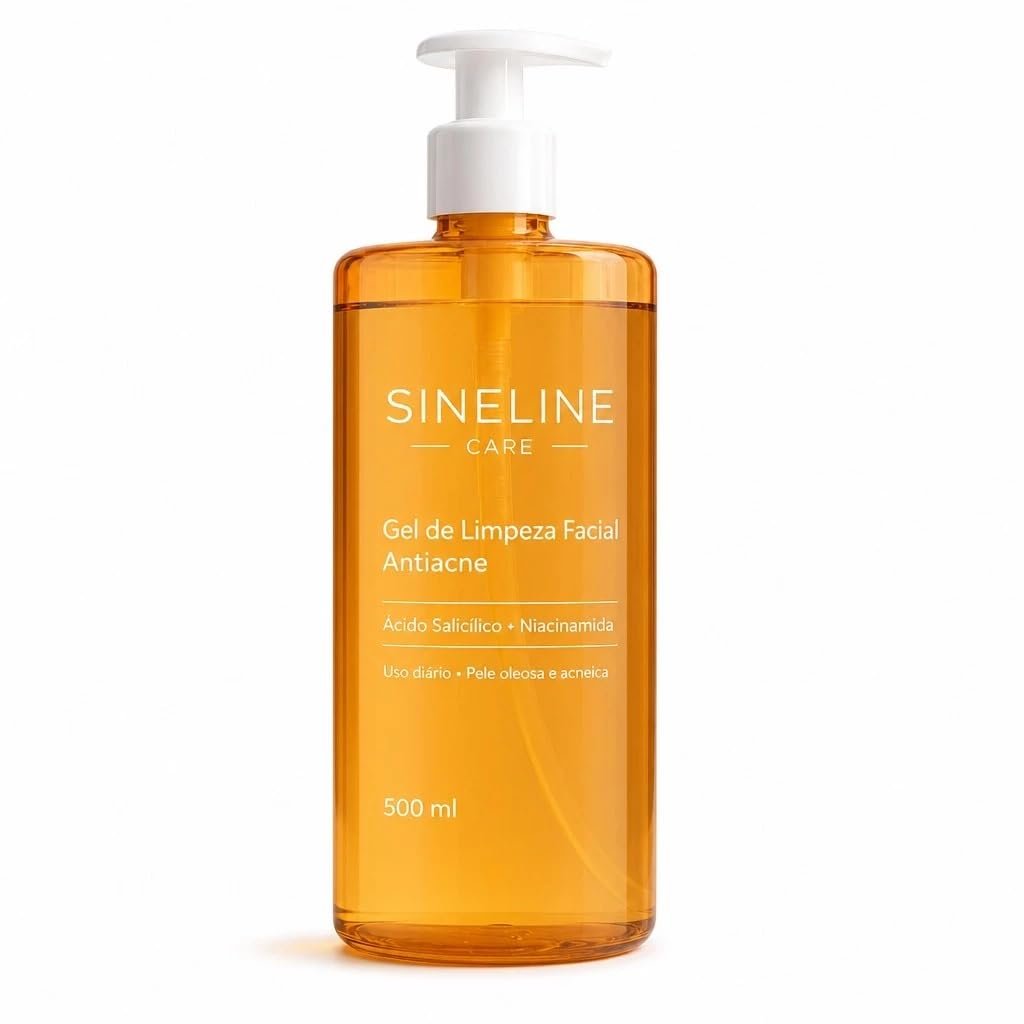 Sabonete Facial Antiacne 500ml Sineline Actiline com Ácido Salicílico e Niacinamida | Limpeza Profunda, Controle da Oleosidade, Combate a Cravos e Espinhas para Pele Oleosa e Mista