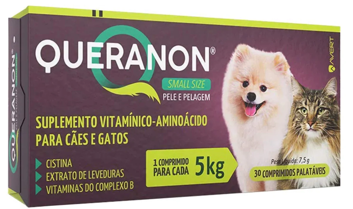 Suplemento Vitamínico Queranon para cães raças pequenas, AVERT, 30 comprimidos