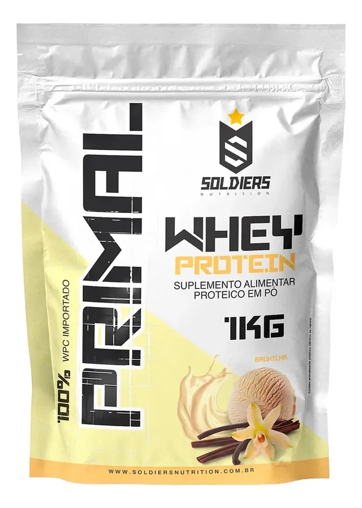Whey Protein Primal 1kg Soldiers Nutrition Sabor Baunilha