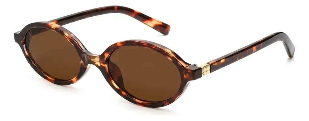 Óculos De Sol Feminino Oval Retrô Blogueira Vintage Verão Espelho Marrom