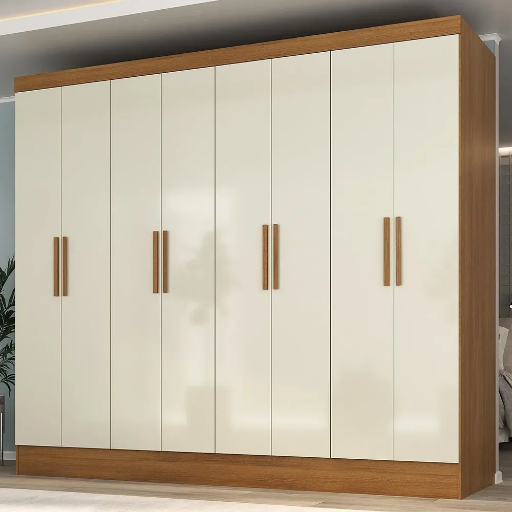 Guarda Roupa Casal 8 Portas 4 Gavetas Jatobá Yescasa Cinamomo/off White