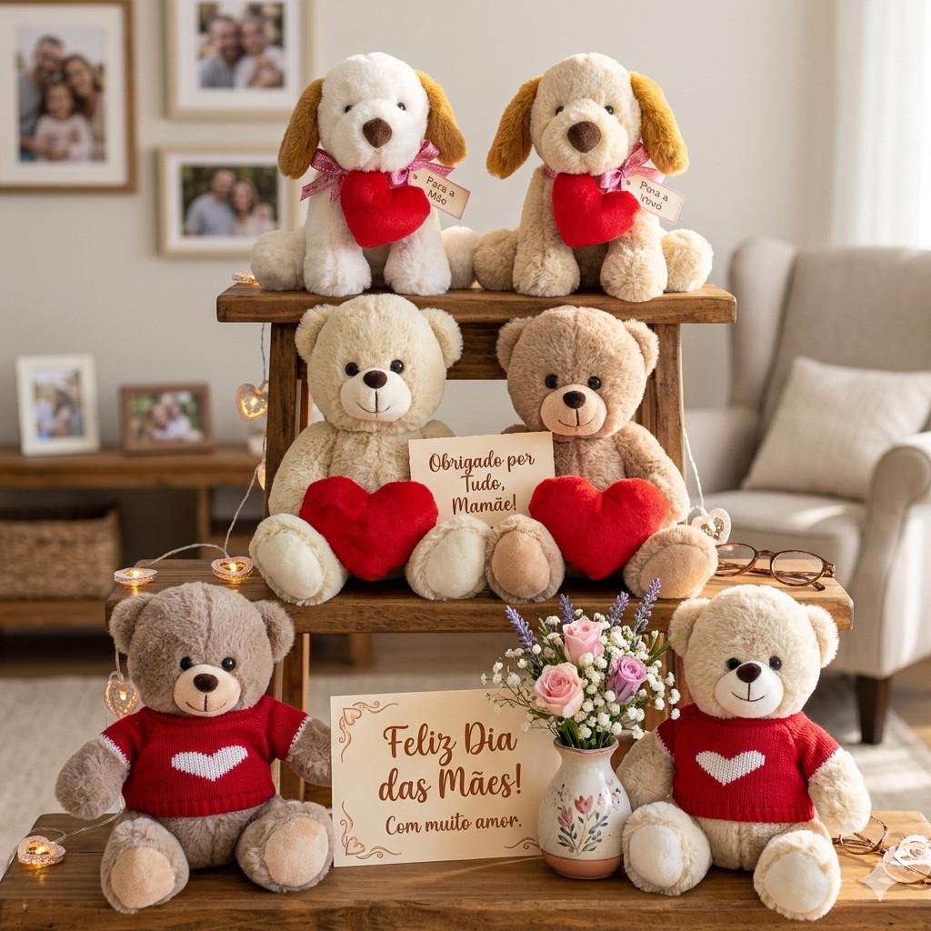 Cachorro de Pelucia Fofo Várias Raças Amor Love Namorado Mãe