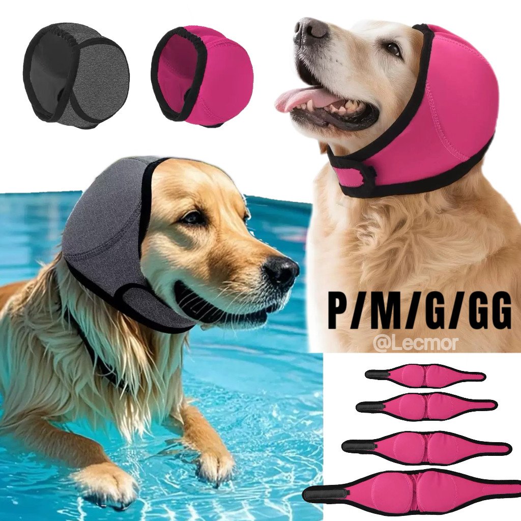 Protetor De Orelha Para Pets Com Ajuste Touca Abafadora Anti Ruído Fogos Banho E Secador