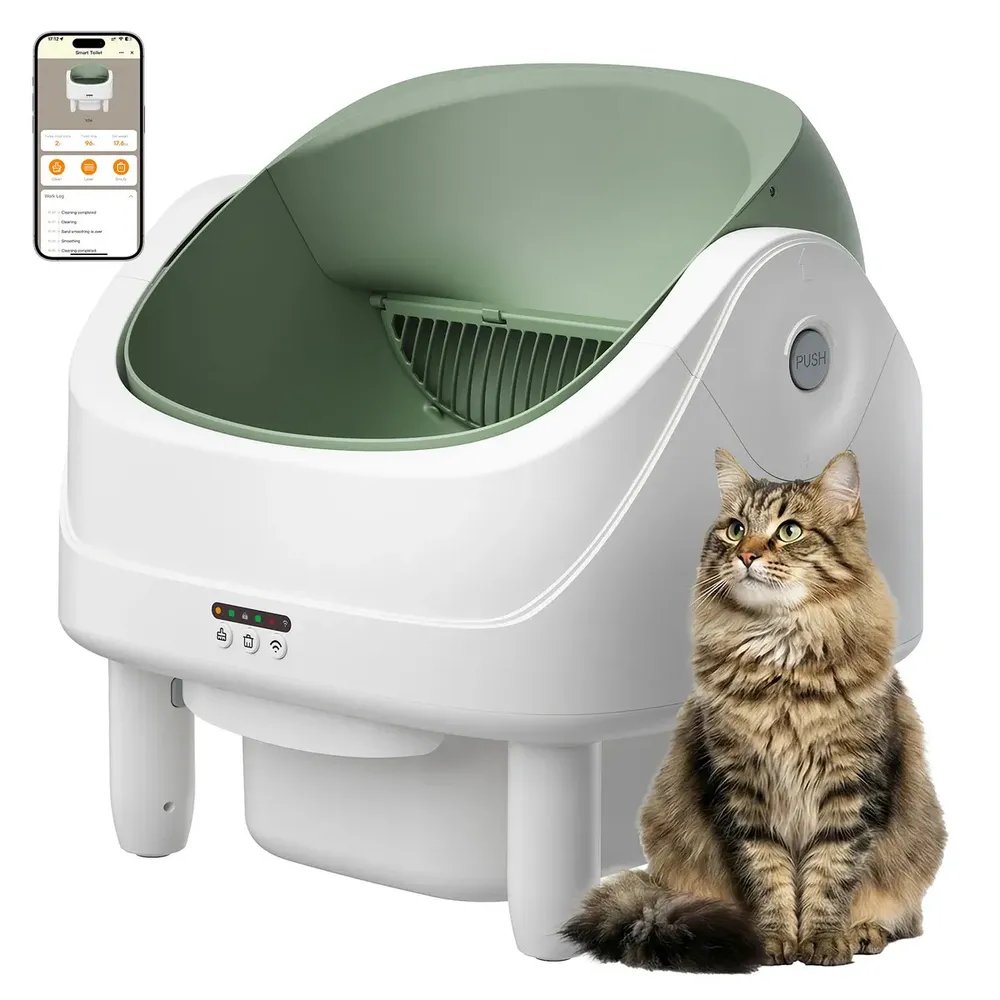 Caixa de Areia Autolimpante PATBRELA de 75L para Gato Com Bioradar e Controle Wi-Fi