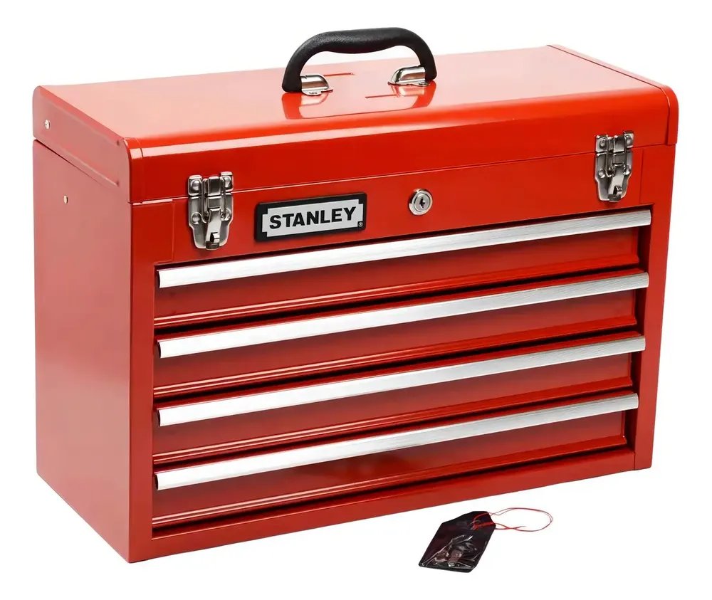 Caixa Organizadora de Ferramentas Stanley Modelo 95-604L Vermelha com 4 Gavetas e Bandejas Interna