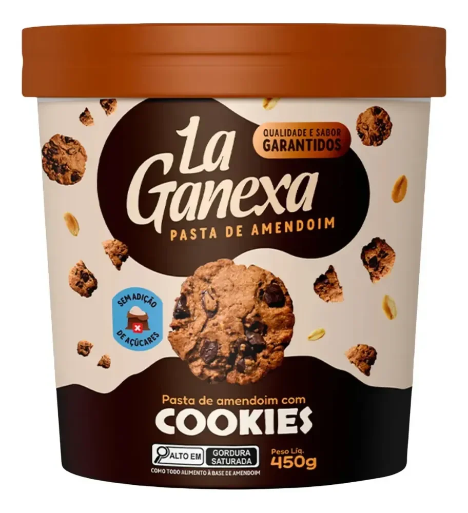 Pasta de Amendoim La Ganexa Zero Açúcar Pote 450g Sabor Cookies Cream